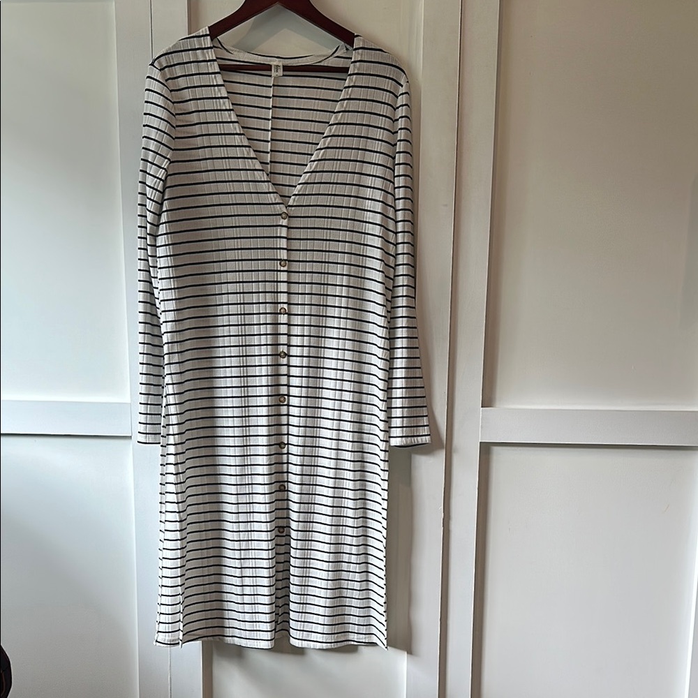 Striped Button-Down Long Sleeve Dress